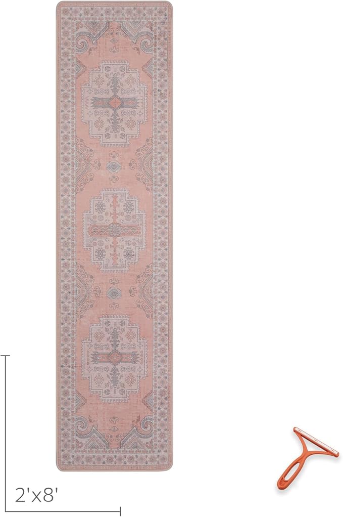 Washable Runner Rug Hallway Carpet : 2x8ft Stain Resistant Entryway Runner No Crease Non Slip Laundry Room Floor Rug for Indoor Kitchen Bedroom Bedside Entryway Entry Foyer Dining Office Farmhouse