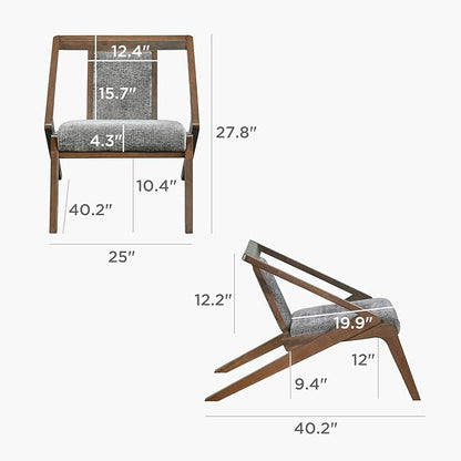 Acanva Mid-Century Modern Lounge Chair, Upholstered Velvet Living Room Reading Armchair with Solid Wood Frame, Steel-Grey