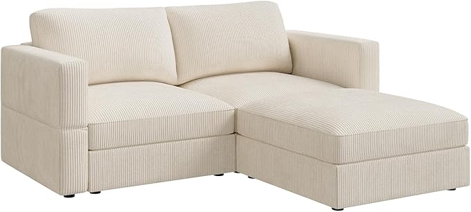 HONBAY Modular Sectional Sofa with Storage Corduroy Couches with Chaise L Shaped Sectional Couches for Living Room,Beige