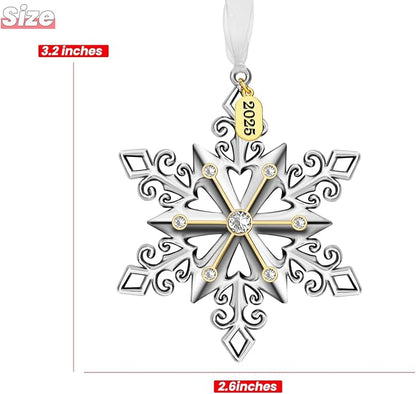Christmas Tree Ornaments – 2025 Snowflake Hanging Pendant of Car Charm Holiday Decorative Keepsake Gift Home Decor (1 Pieces-B (2025))