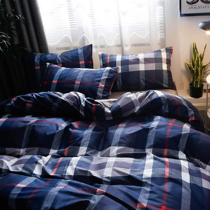 Pureant Navy Blue Plaid Comforter Set - Blue Grid Bedding Comforter Sets for Men Boys - Tartan Geometric Twin Comforter - Soft Buffalo Grid Quilts - Boho Blue Twin Size Comforter Sets - Breathable
