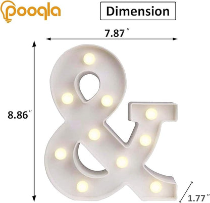 Pooqla LED Marquee Letter Lights, Warm White and Cool White Decorative Lighted Letters, Light Up Alphabet Letters for Boys Girls, Party, Wedding, Bar, Night Light, Birthday Decoration, Symbol &