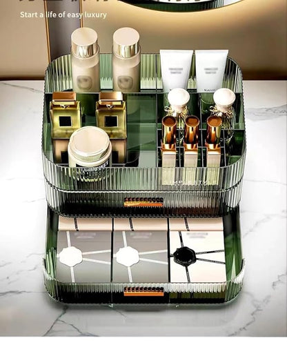 MIUOPUR Makeup Organizer with Stackable Drawers, Bathroom Vanity Organizers and Storage, Ideal for Desk and Dresser Countertops, Great for Cosmetics, skincare, Lipsticks, Nail Care -Green