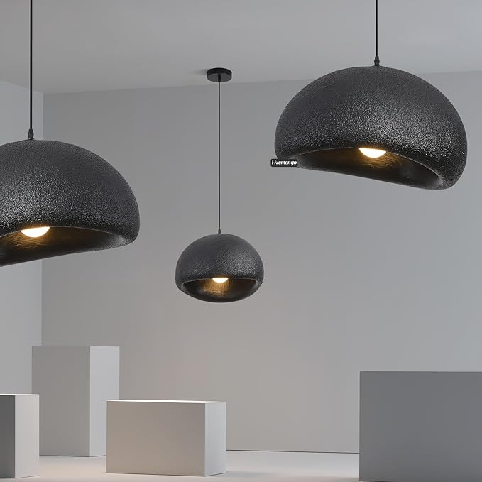 19.7in Wabi Sabi Pendant Lights Kitchen Island Lighting Fixture Ceiling Mount Black Modern Japanese Lamp Japandi Chandelier for Dining Living Room Hallway Bedroom Restaurant Hanging Lamp