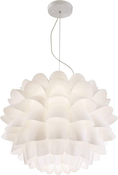 Possini Euro Design White Flower Hanging Pendant Lighting Fixture 25 1/4" Wide Modern Blooming Curved Petals for Dining Room Living House Home Foyer Kitchen Island Entryway Bedroom High Ceilings