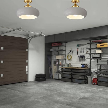 Mid Century Modern Semi Flush Mount Ceiling Light, Gold Kitchen Ceiling Light Fixture with Glass Shade, Grey Close to Ceiling Lamp Mini for Entryway Hallway Bathroom