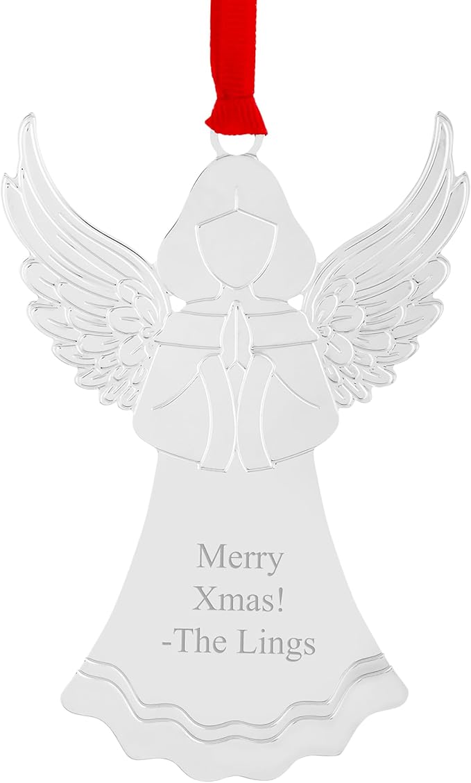 THINGS REMEMBERED Personalized Silver Tone Angel Christmas Ornament (Free Customization)