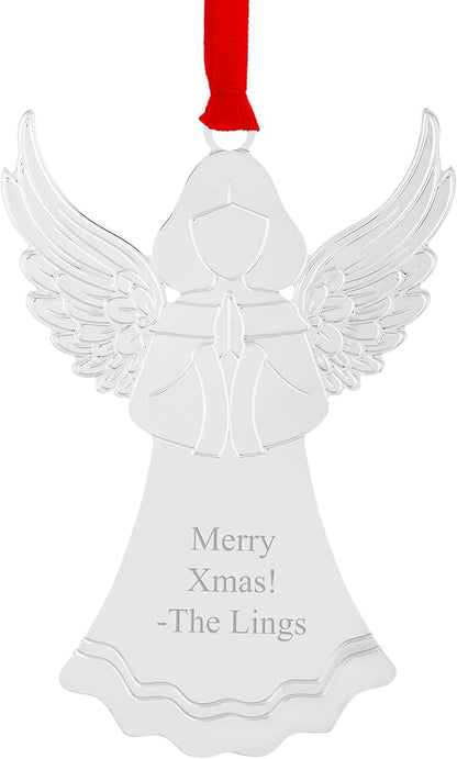 THINGS REMEMBERED Personalized Silver Tone Angel Christmas Ornament (Free Customization)