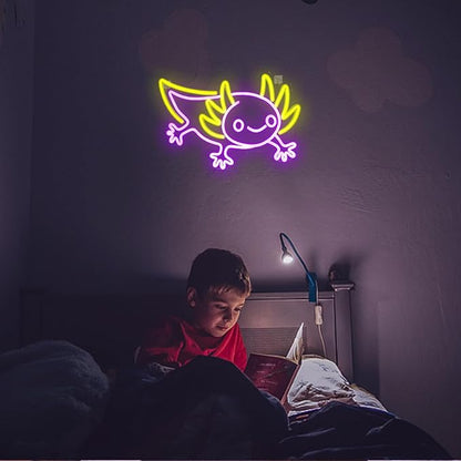 Lucunstar Axolotl Neon Sign,Anime Neon Sign,Neon Signs for Wall Decor,Man Cave Decor for Men,Neon Light for Wall,Anime Kawaii Led Decor,USB Powered Led Neon Signs for Home Wall Decor,Boys Room