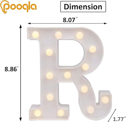 Pooqla LED Marquee Letter Lights, Warm White and Cool White Decorative Lighted Letters, Light Up Alphabet Letters for Boys Girls, Party, Wedding, Bar, Night Light, Birthday Decoration, Letter R