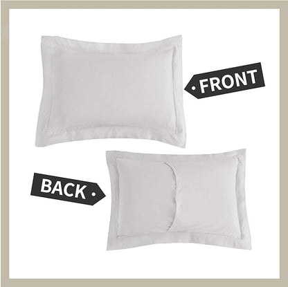 Simple&Opulence 100% Linen Duvet Cover Set, 3 PCS Natural French Flax Light Grey Duvet Cover King Size, Breathable Soft Comfy Linen Bedding Comforter Cover with 2 Pillowcases(Light Grey, 104" x 92")