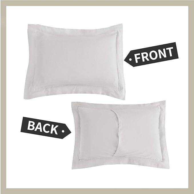 Simple&Opulence 100% Linen Duvet Cover Set, Natural French Flax Light Grey Duvet Cover Twin Size, Breathable Soft Comfy Linen Bedding Comforter Cover with 1 Pillowcase(Light Grey, 68"x86")