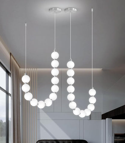 Modern Chandeliers LED Dimmable Light Acrylic Balls Ceiling Pendant Lighting for Living Room Dining Room Bedroom Adjustable Hanging Lights 25 Watts Silver Lamp