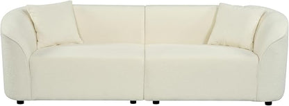 Christopher Knight Home Sabbo 87.50" Boucle Upholstered Couch, Oversized 2 Seater Sofa, Curved Soft Seating Lounge Sofa Chair, Cozy Loveseat with Armrest, Reading Sofa for Living Room Home Rest, Beige