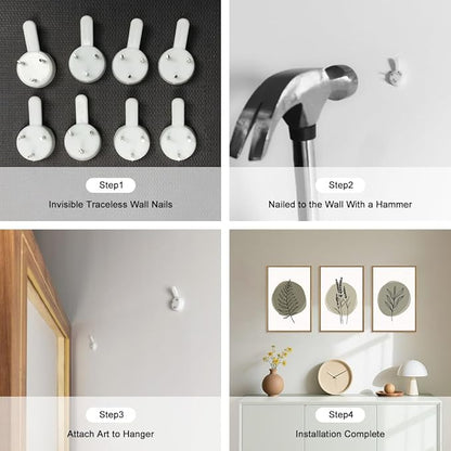 HOURIA Sage Green Leaves Framed Canvas Wall Art Set,Minimalism Boho Leaf Wall Decor, Modern Nature Botanical Wall Painting,Mid Century Plant Art Prints for Living Room,Bedroom,Farmhouse-24 x36 x3