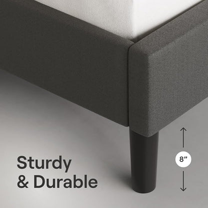 Nectar Bed Frame & Headboard - Gray - Cal King - 8 Inch Legs and Sturdy Wooden Slats for Support - Contemporary and Durable Upholstery - Holds Up to 700 Pounds - Easy Assembly