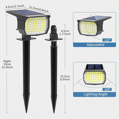 Solar Spot Lights Outdoor Waterproof IP65, 12 Pack Landscape Spotlights with 46 LEDs, 3 Modes Auto On/Off Solar Powered Flood Lights for Outside Pathway, Yard, Garden, Walkway (Cool White)