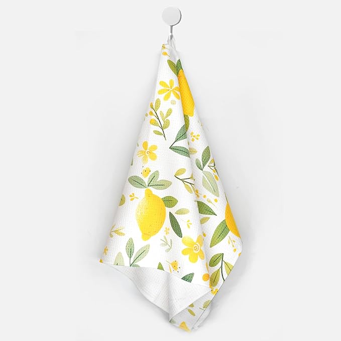 Eunzel Kitchen Tea Towel Quick Dry Microfiber Dish Towels 18x30 Lemon
