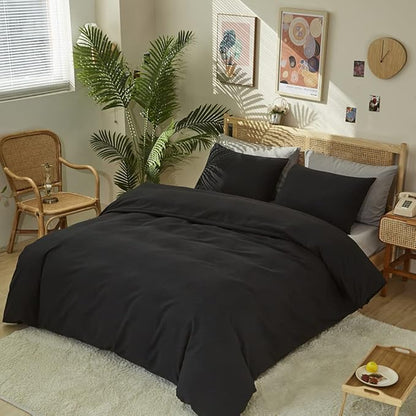 CLOTHKNOW Full Size Comforter Sets Black Bedding Comforter Sets for Men Boys Soft All Season Comforter with 2 x Pillow Cases