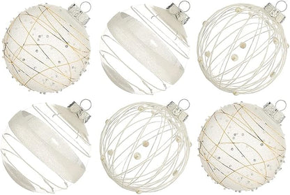 XmasExp Christmas Ball Ornaments Set, Shatterproof Christmastree Decorations,6ct Large Plastic Hanging Ornaments,100mm/4,White