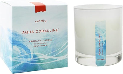Thymes Aromatic Jar Candle - Aqua Coralline Scented Candle for a Fresh Home Fragrance - Matte White Candles (7.5 oz)
