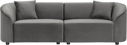 Christopher Knight Home 87.50" Curved Oversized 2 Seater Sofa, Upholstered Couch Chair, Soft Seating, Cozy Loveseat with Armrest, Reading Sofas for Living Room, Home Rest, Grey