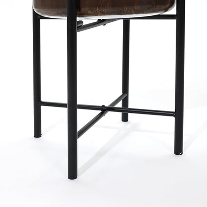 LuxenHome Modern Planter Pots, Set of 2 Planters for Indoor Plants, White and Brown Large Planters with Black Metal Stand, Flower Pots for Living Room, Office, Garden or Balcony, 10.25 & 12.5 Inch