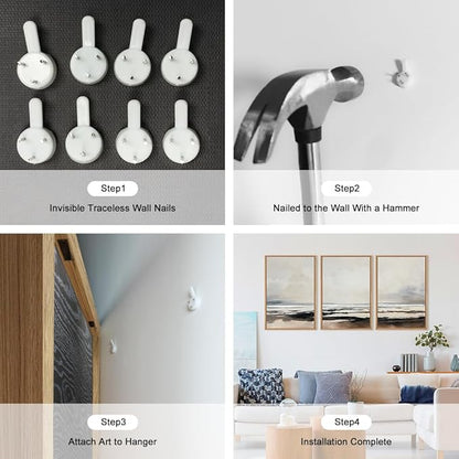 HOURIA Large Neutral Abstract Gray Framed Wall Art Set,Minimalist Modern Beige Brown Landscape Wall Decor,Wilderness Filed Artwork,Watercolor Misty Lake Print for Living Room,Bedroom,Office-16 x24 x3