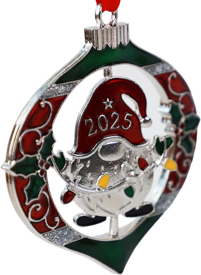 Christmas Ornaments 2025 Keepsake Xmas Tree Decorations with Gift Box Rotation Pendant DIY Hanging Craft Collectibles for Indoor Home Party (Gnome)