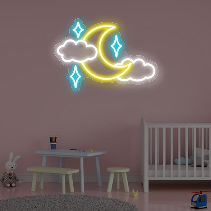 Star Moon Cloud Neon Sign for Wall Decor Bedroom Bar decor Personalized LED Neon Light, bedroom moon decorate, Game Room Decor, Moon Neon For Kids Room, Girls, Wedding, Party, Christmas