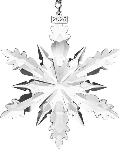 2025 Annual Edition Snowflake Christmas Ornament, Large Crystal Ornaments Display Winter House Decor with Gift Box（Clear B）