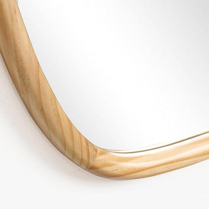 LuxenHome Asymmetrical Wall Mirror for Bathroom Entryway, Large Irregular Square Solid Wood Framed Wall Mounted Modern Decorative Vanity Mirror, Hanging Sculptures Accent for Living Room Bedroom Decor