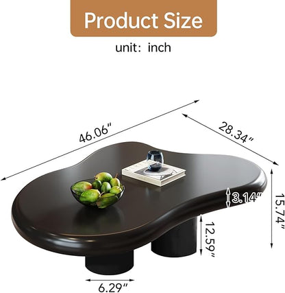 Black Cloud Coffee Table Unique Wave Shape Modern Aesthetic Living Room Fashion Coffee Table, Black