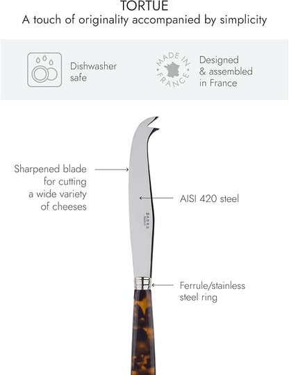 Cheese Knife 9.4 inches - Tortue Collection - Stainless Steel & Acrylic - Dishwasher Safe - Scaled Effect