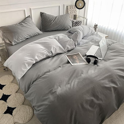 CLOTHKNOW Grey Silver Queen Comforter Set Gray Gradient Bedding Comforter Sets Grey Tone Comforter Queen with 2 Pillow Cases