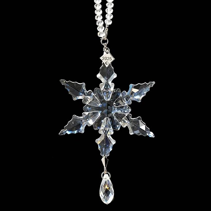 2025 Annual Christmas Ornaments Crystal Snowflake Star - Christmas Tree Ornaments Pendant Sun Catcher Home Hanging Decor (2025 White Crystal 2 Layers)