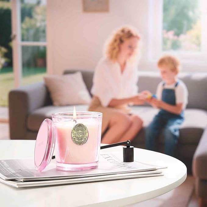 M&SENSE Natural Soy Candle | Saltwater Rose & Pink | 9.2 oz, 50H Burn Time | Luxury Scented Candle for Relaxation, Gifting, Home Décor | Ideal for Bedroom, Office, Party Ambiance