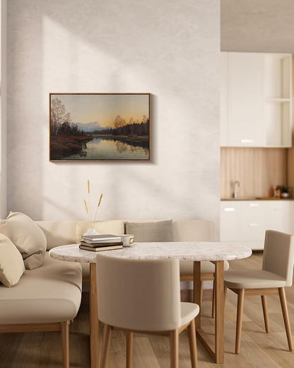 ARPEOTCY Large Framed Canvas Wall Art, Fall Landscape Picture Decor, 20x30Inch, Bedroom Kitchen Living Room Autumn Nature Decor, Vintage Lake Art