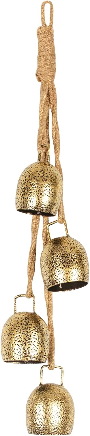 Styleonme Christmas Decoration Bells, Jute Rope Metal Decorative Cow Bells, Christmas Bells for Decoration, Brass Vintage Handmade Country-Style, 2025 Christmas Ornament