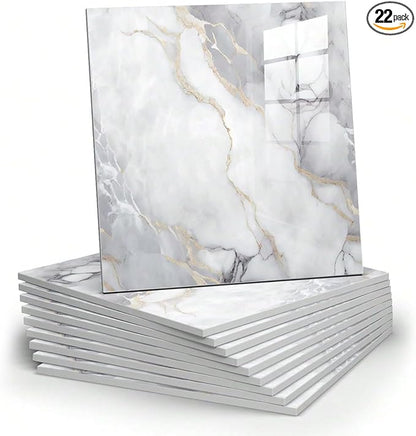 Thick 22pcs Marble Peel and Stick Backsplash Surface Waterproof Wall Panels,Self-Adhesive Marble PVC Foam Wall Panels for Kitchen, Bathroom - 11.8"x11.8" Kitchen Tile(Not Real Tiles,Colorful)