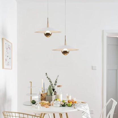Farmhouse Large Pendant Light Mid Century Modern Ceiling Lights Fixture with White Dome Metal Lampshade Vintage Led Pendant Lighting for Kitchen Hallway Bedroom