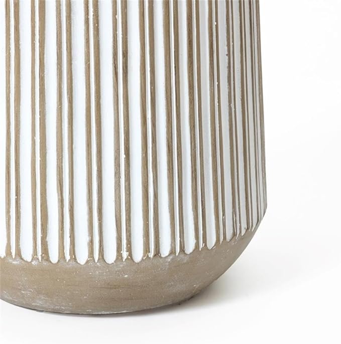LuxenHome 22" H Tapered Tall Planter, Indoor Outdoor Large Plant Pot with Drainage Hole and Rubber Plug, Modern Striped Flower Pots for Plants, Handmade Concrete Planter Pots for Home Garden Patio