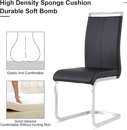 71" Glass Dining Table Set for 8, Kitchen Table and 8 PU Leather Chairs, Tempered Glass Top and MDF Base, 9-Piece Table Set Ideal for Living Room