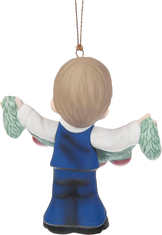 Precious Moments Deck The Halls 2025 Dated Boy Bisque Porcelain Ornament – “Deck The Halls” Holiday Keepsake – 251010