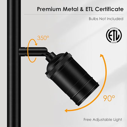 BoostArea Floor Lamp, Industrial Floor Lamp, Modern Tree Standing Lamp with Adjustable 3 Light, E26 Socket, Foot Switch, Minimalist Metal Stand Up Lamp Pole Lamps for Living Room, Bedroom (No Bulbs)