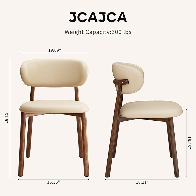 Kitchen Dining Chairs Set of 2 Modern Upholstered Dining Room Chair with Metal Legs, Walnut Leg/Khaki