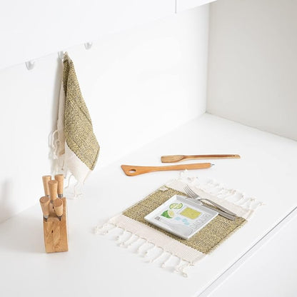 SMYRNA TURKISH COTTON Herringbone Series Kitchen Dish Towels Pack of 6, Machine Washable Wash Cloths, Ultra Soft, Absorbent, Prewashed and Quick Dry Turkish Dish Towels, 12x12 Inch (Yellow)