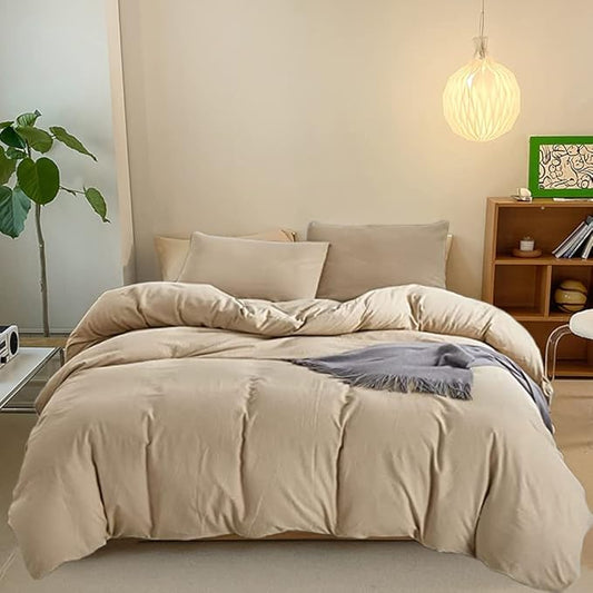 CLOTHKNOW Champagne King Size Comforter Set Tan Bedding Comforter Sets All Season Light Brown Comforter Taupe Comforter with 2 Pillow Cases