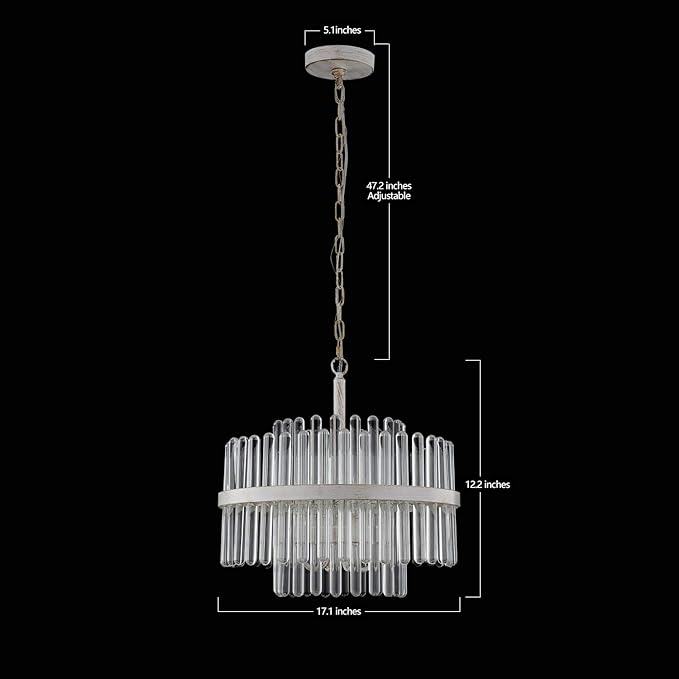 Q&S Modern Crystal Chandeliers for Dining Room,Round Glass Chandelier 4-Lights for Living Room Kitchen Island Entryway Foyer Stairway UL Listed