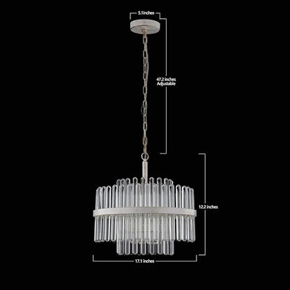 Q&S Modern Crystal Chandeliers for Dining Room,Round Glass Chandelier 4-Lights for Living Room Kitchen Island Entryway Foyer Stairway UL Listed